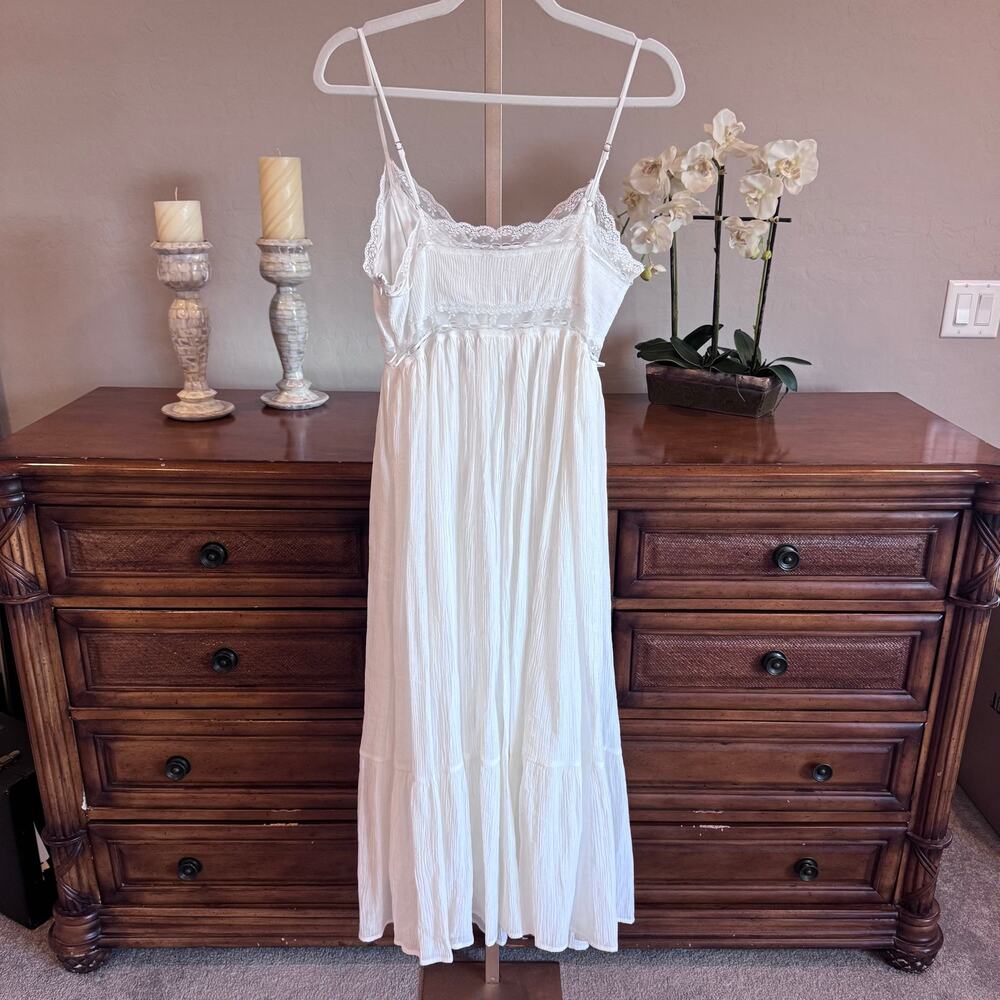 All In Favor Lace Detail Midi Dress Off White Size M NWT - Picture 9 of 9